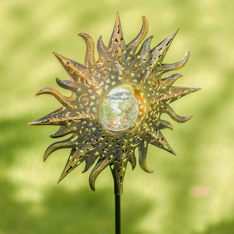 Nice Furniture 4Pcs Solar Outdoor Solar Light Set Garden Cracked Glass